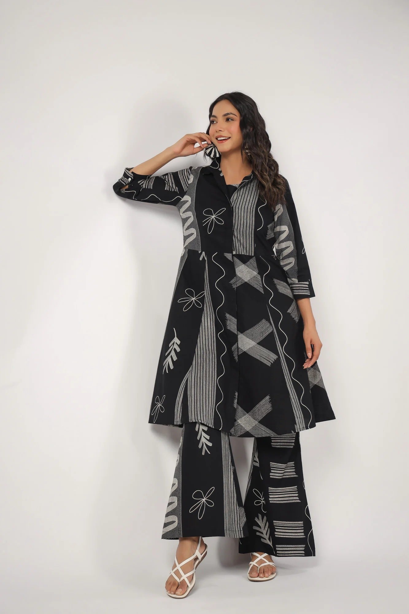 Noir Bloom Three Piece Cotton Co-ord Set