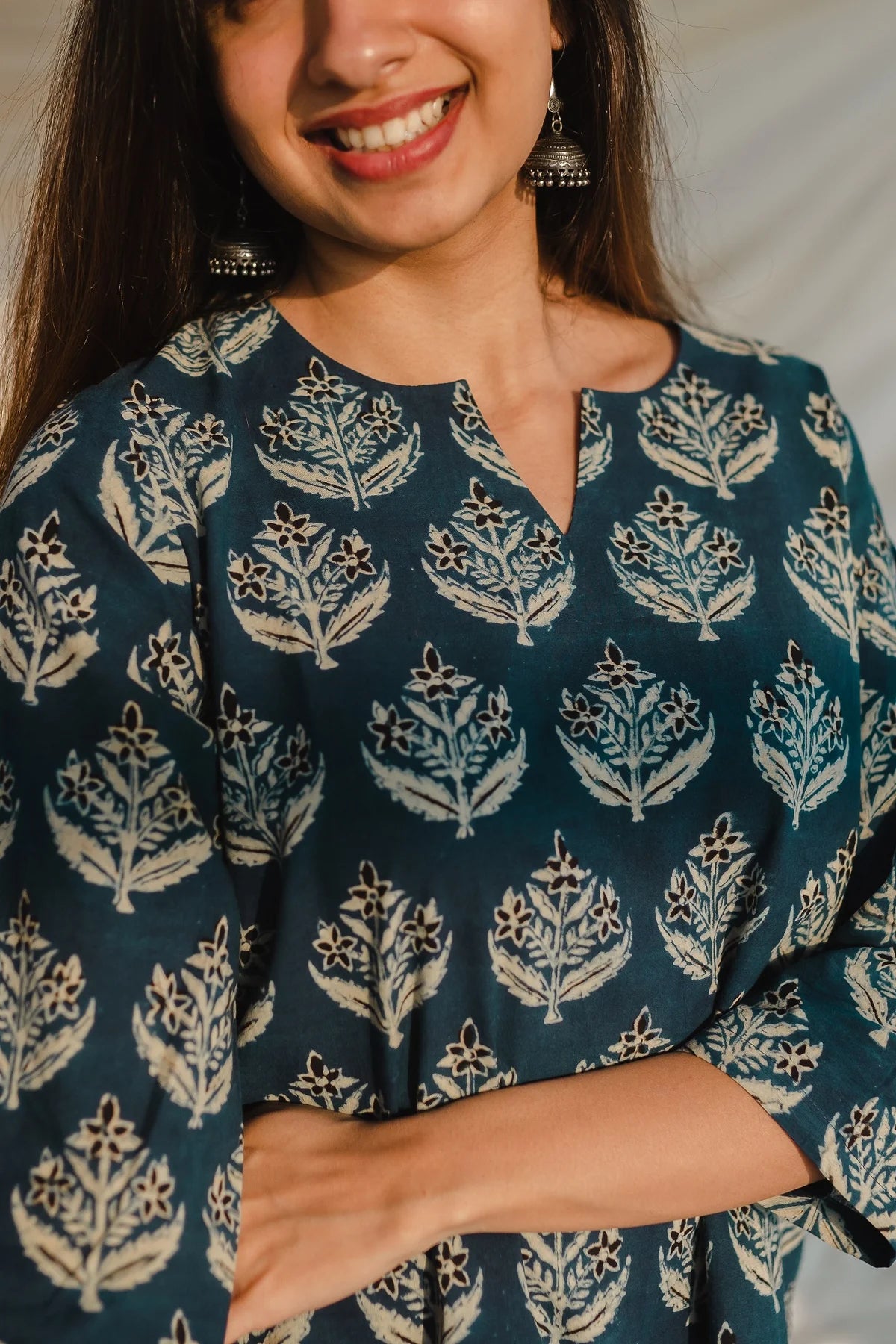 Kamya Blue Ajrakh Short Top