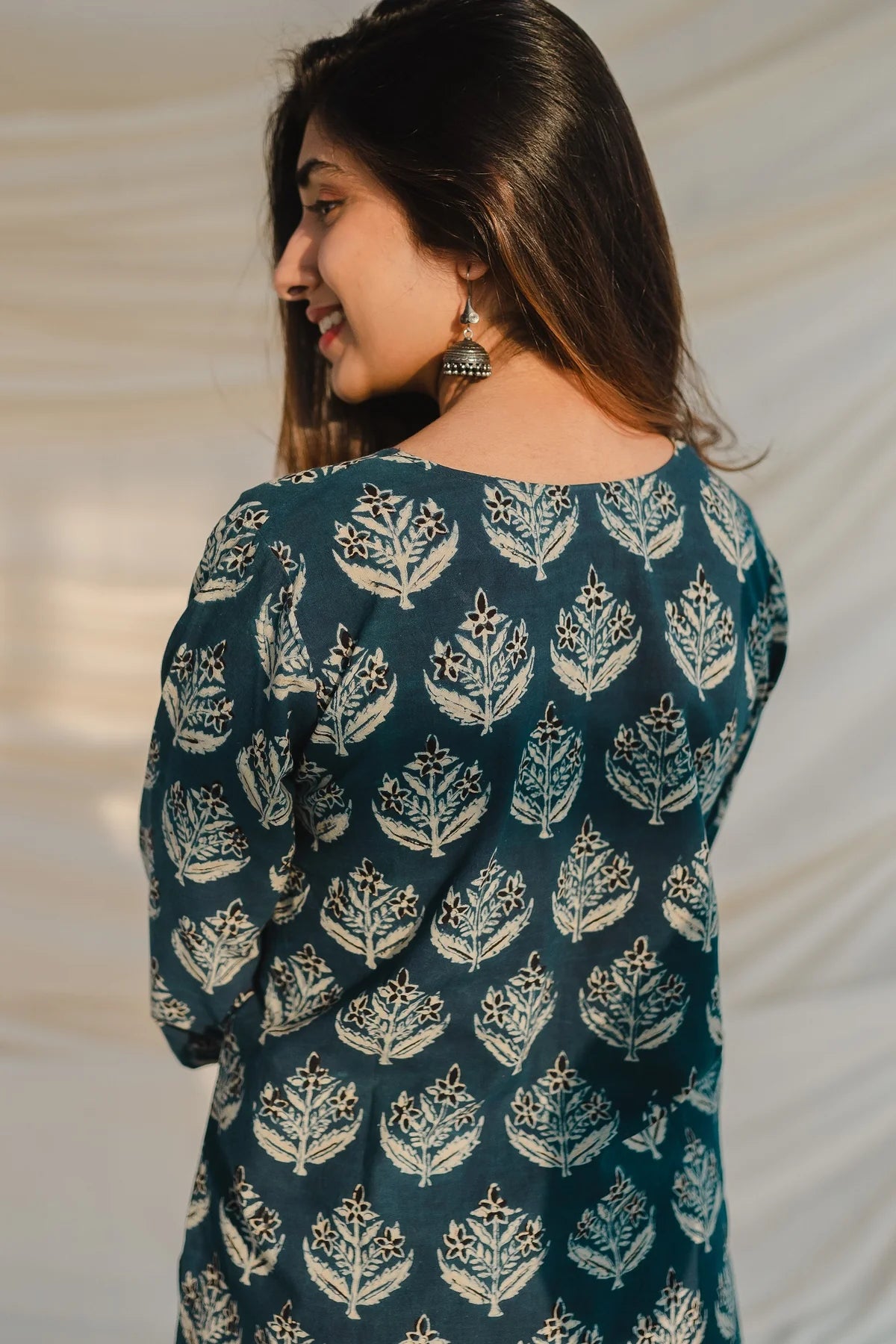 Kamya Blue Ajrakh Short Top