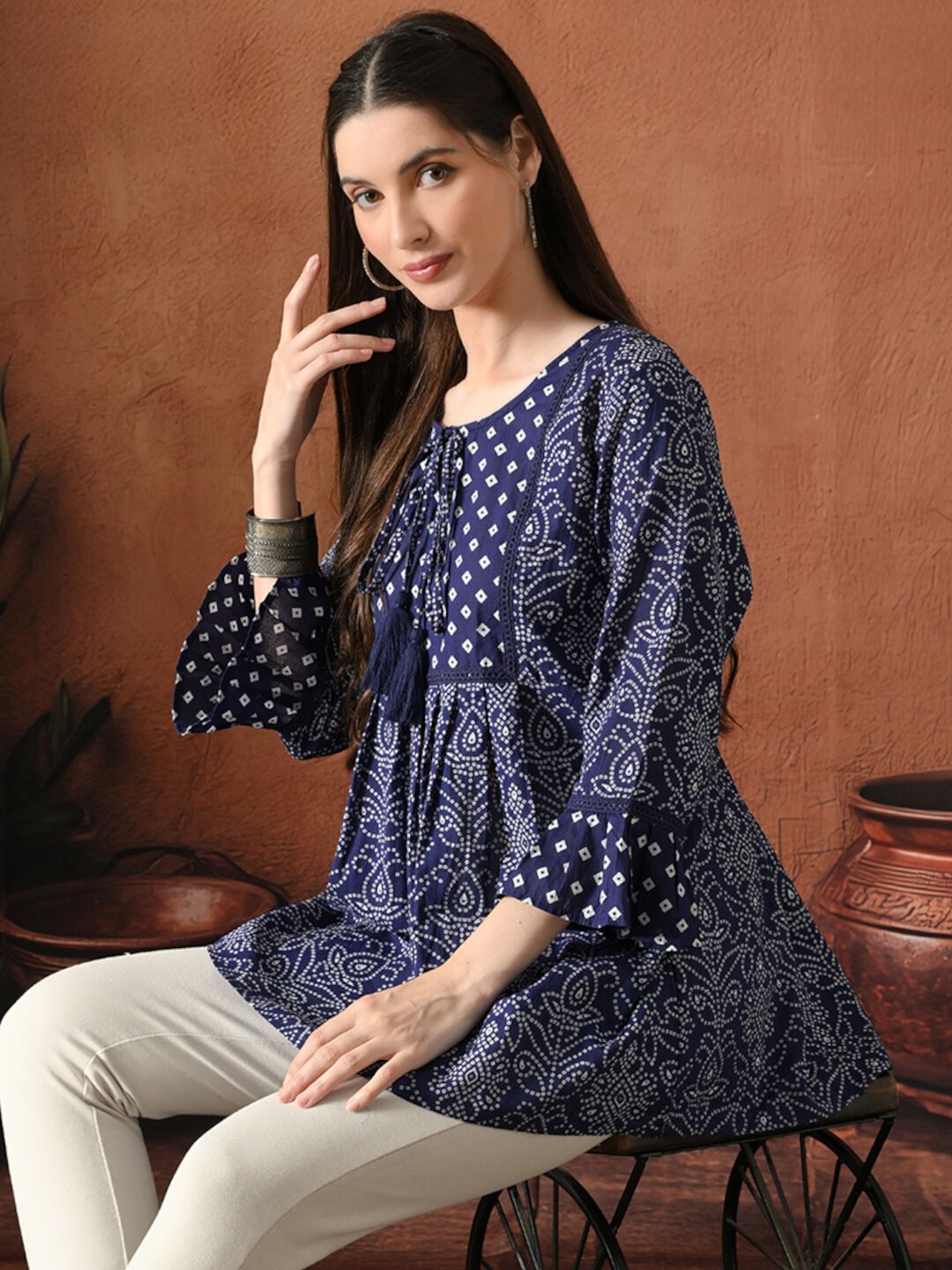 Cotton Printed Bell Sleeves Tunic