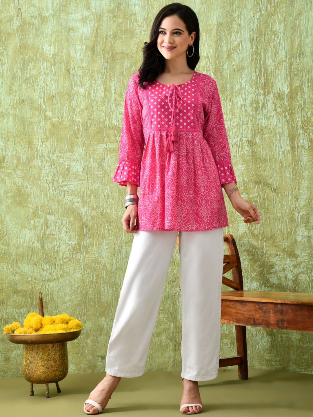 Cotton Printed Bell Sleeves Tunic