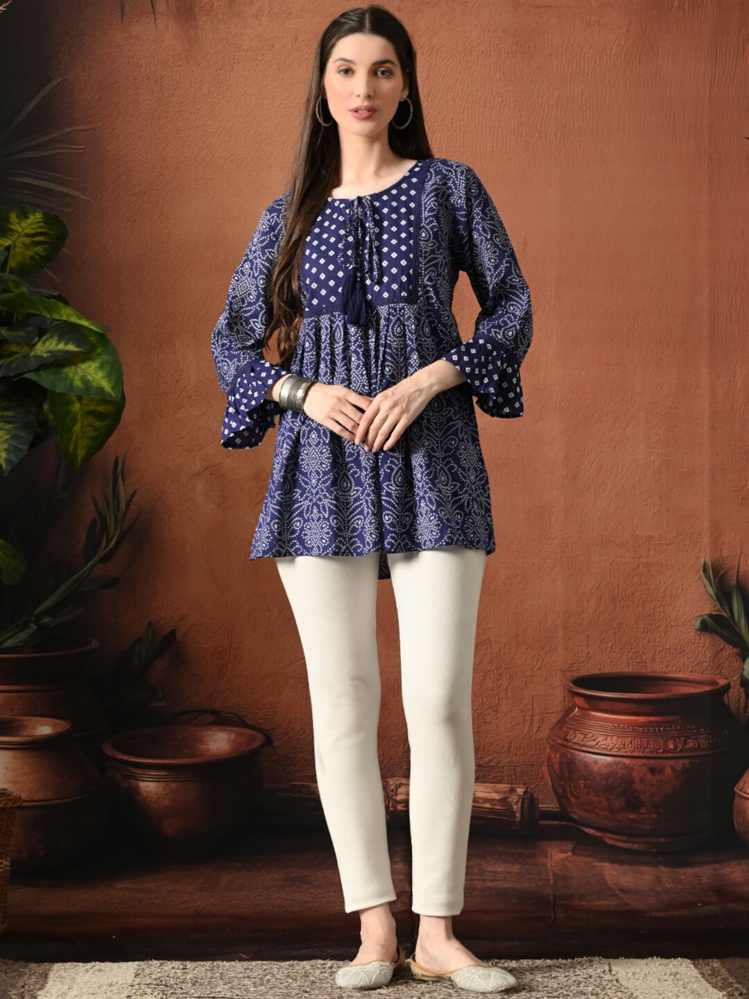 Cotton Printed Bell Sleeves Tunic