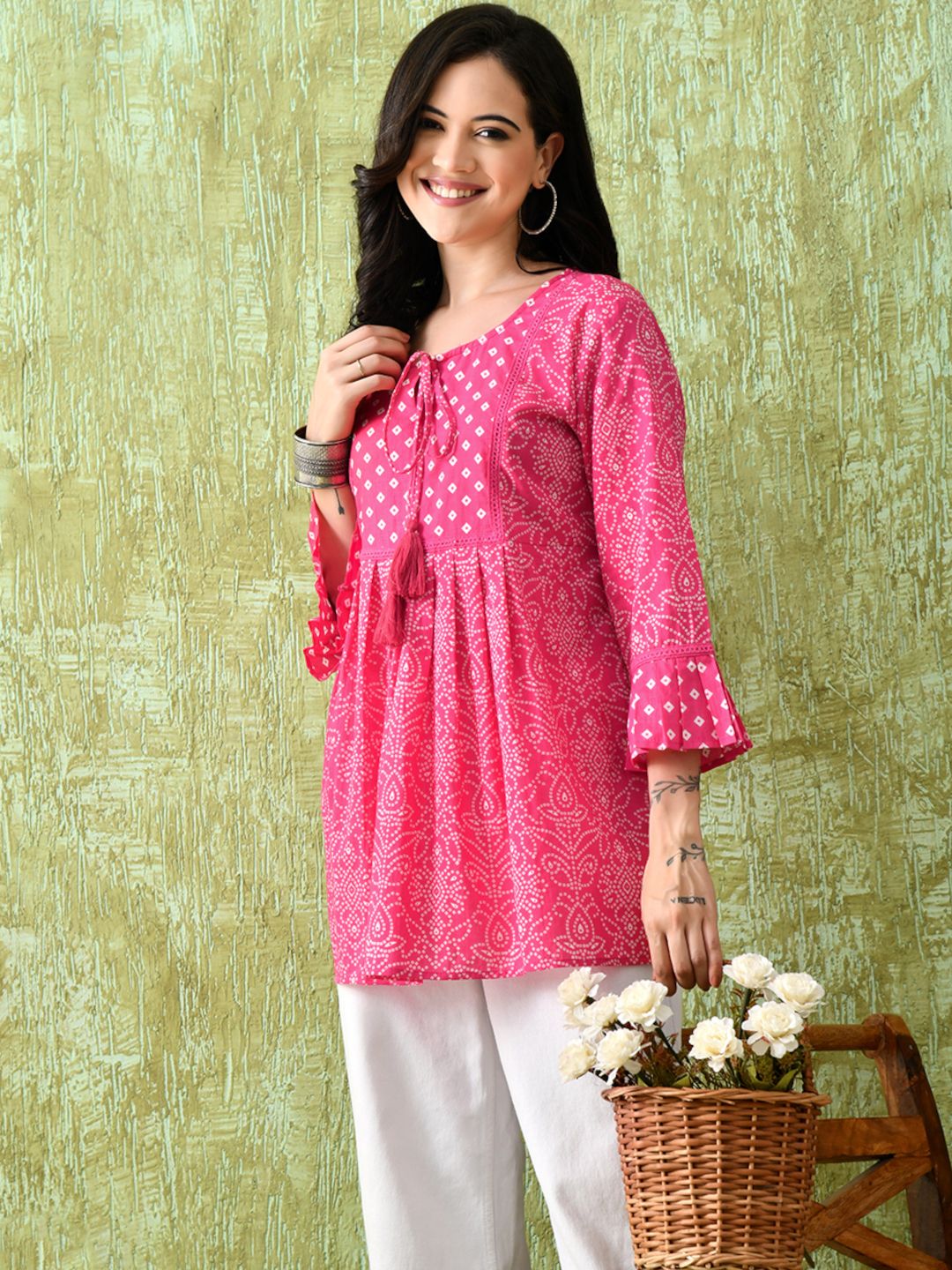 Cotton Printed Bell Sleeves Tunic