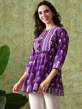 Cotton Printed Yoke Cut & Sew Ethnic Tunic