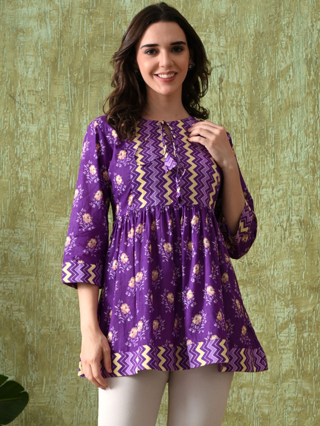 Cotton Printed Yoke Cut & Sew Ethnic Tunic