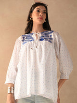 Embroidered Balloon Sleeves Tunic