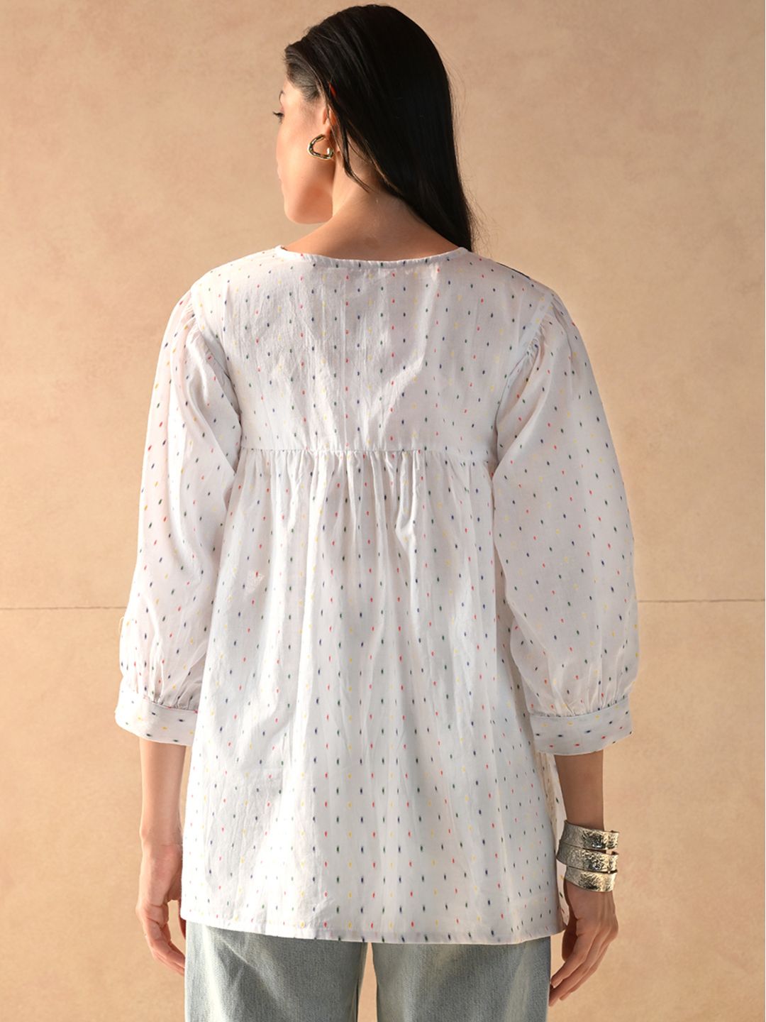 Embroidered Balloon Sleeves Tunic
