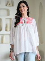 Embroidered Balloon Sleeves Tunic