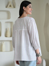 Embroidered Balloon Sleeves Tunic