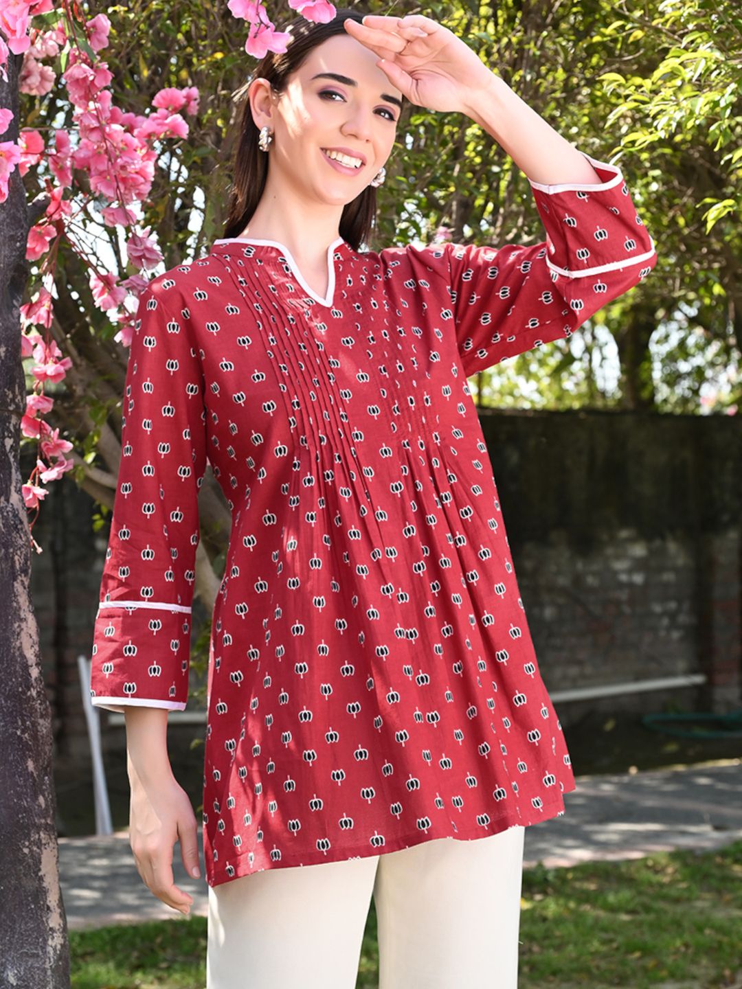 Floral Cotton Printed A-line Tunic