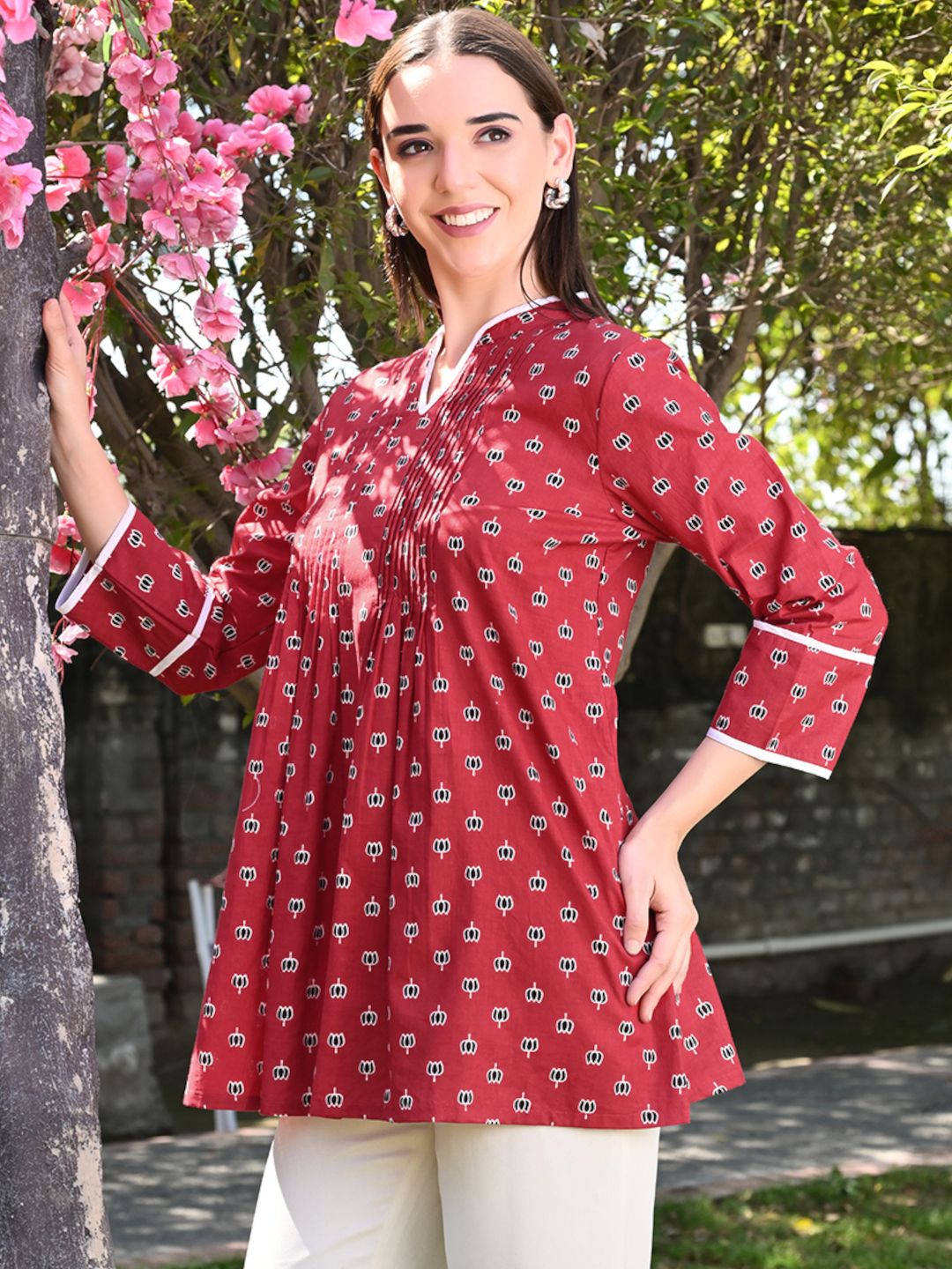 Floral Cotton Printed A-line Tunic