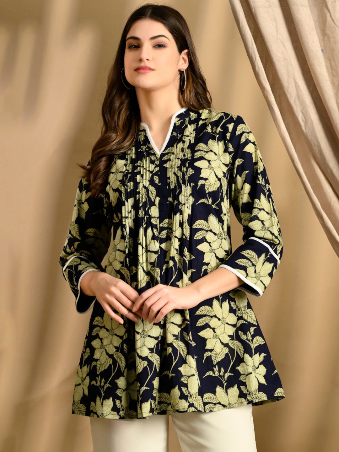 Floral Print A-Line Cotton Tunic