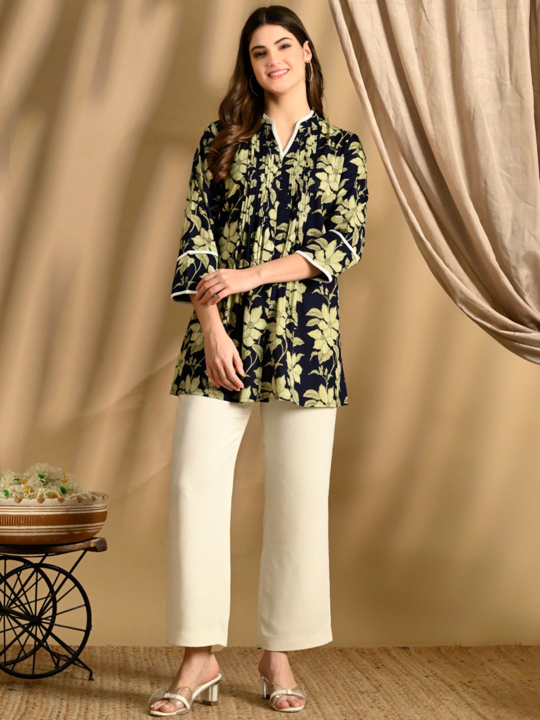 Floral Print A-Line Cotton Tunic