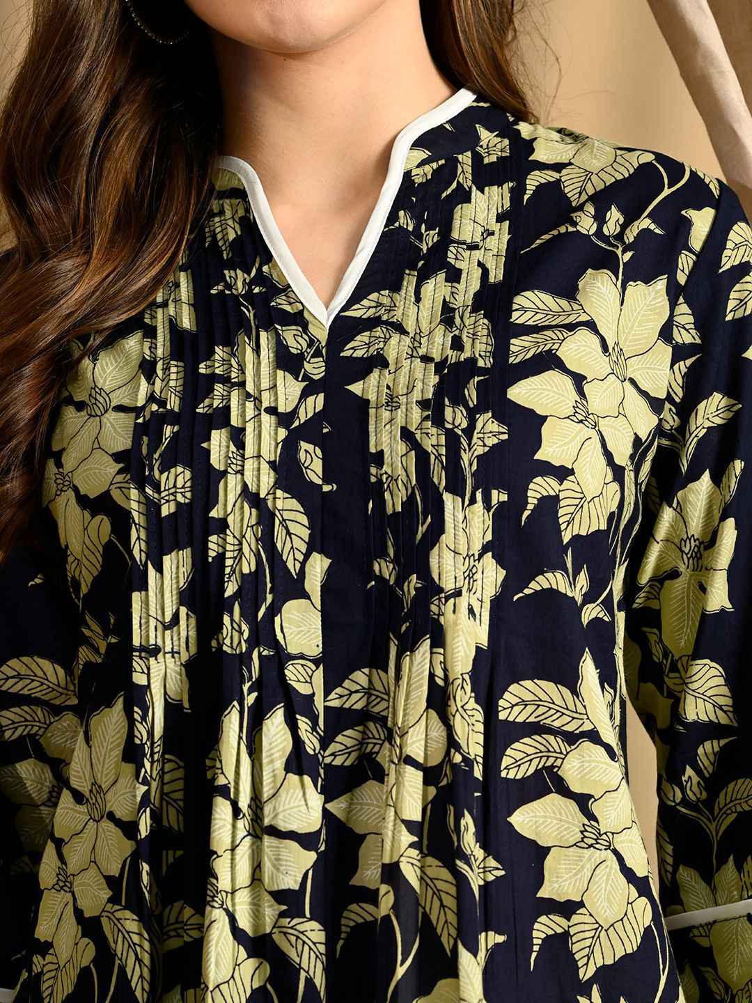 Floral Print A-Line Cotton Tunic