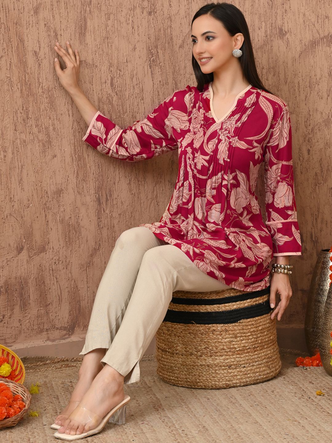 Kiasha Pink Charm Printed Tunic
