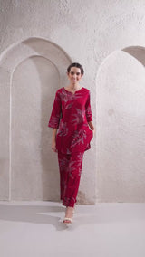 Glumore Grace meroon cotton co-ord set