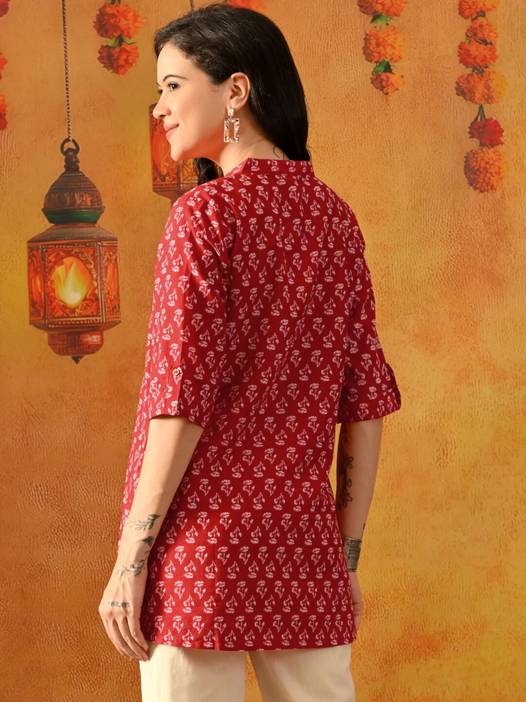 Women Floral Printed Cotton Tunic
